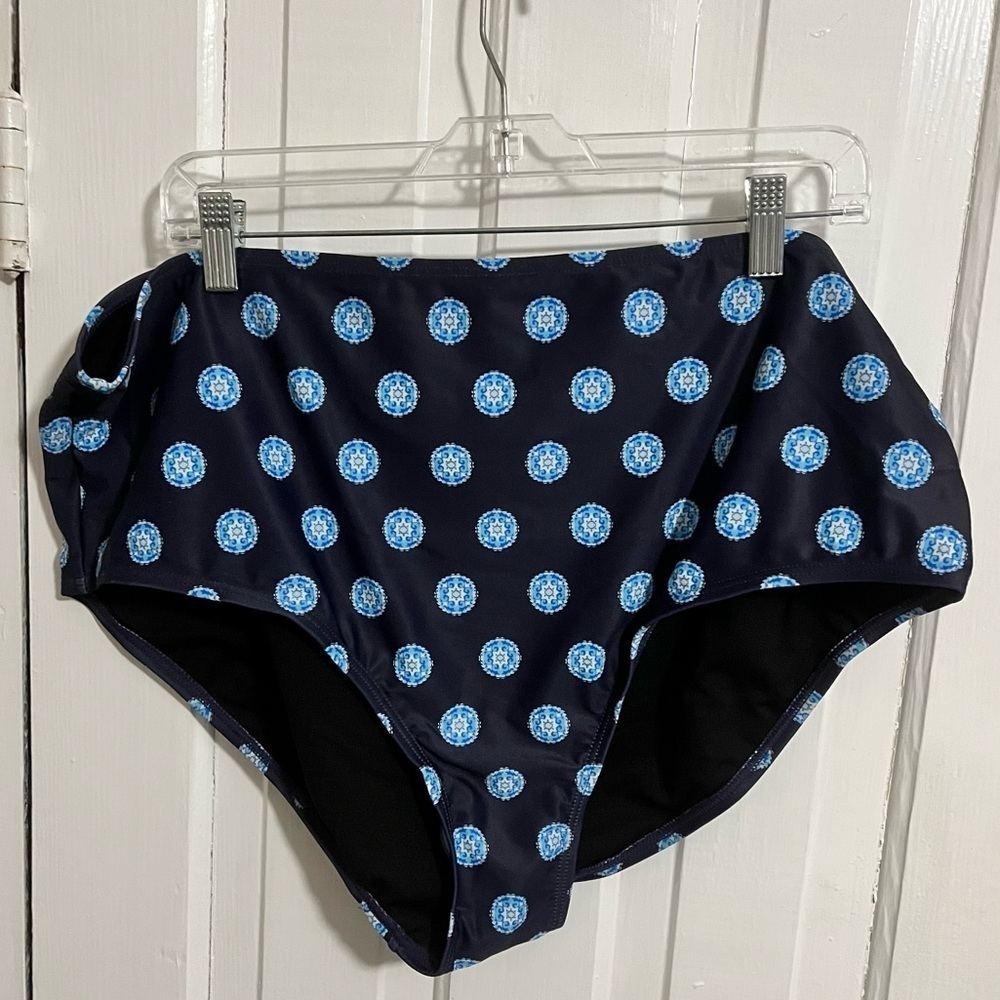 Swimsuits For All Bathing Suit Bikini Bottom Blue Medallion Print Plus Size 24 B